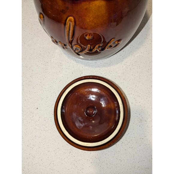Hull Cookie Jar with Lid Oven Proof Brown Drip Glazed Ceramic Pottery with Lid - Picture 12 of 16